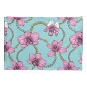 Orchideen und Ketten, rosa und blau Kissenbezug (Rückseite-Links)