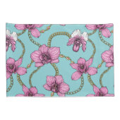 Orchideen und Ketten, rosa und blau Kissenbezug (Rückseite-Rechts)