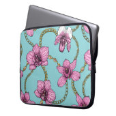 Orchideen und Ketten, rosa und blau Laptopschutzhülle (Vorderseite Links)