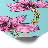 Orchideen und Ketten, rosa und blau Poster (Ecke)
