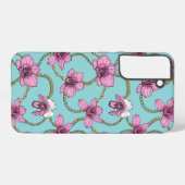 Orchideen und Ketten, rosa und blau Samsung Galaxy Hülle (Rückseite (Horizontal))