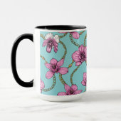 Orchideen und Ketten, rosa und blau Tasse (Links)