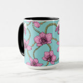 Orchideen und Ketten, rosa und blau Tasse (Vorderseite Links)