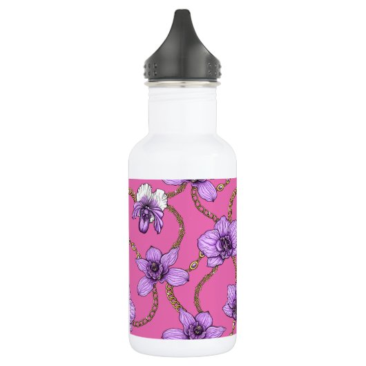 Orchideen und Ketten, violett und rosa Edelstahlflasche (Links)