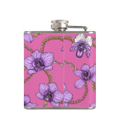 Orchideen und Ketten, violett und rosa Flachmann (Rückseite)