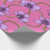 Orchideen und Ketten, violett und rosa Geschenkpapier (Ecke)