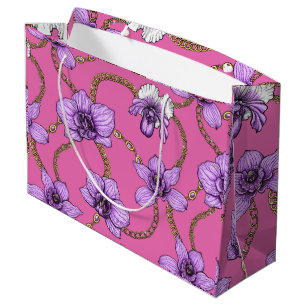 Orchideen und Ketten, violett und rosa Große Geschenktüte