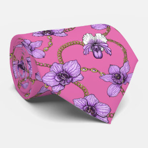 Orchideen und Ketten, violett und rosa Krawatte