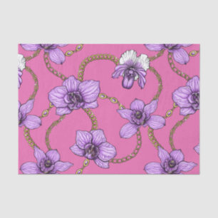Orchideen und Ketten, violett und rosa Seidenpapier