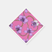Orchideen und Ketten, violett und rosa Serviette (Ecke)