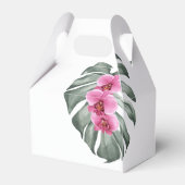 Orchideen und Monstera, tropische Blüten Geschenkschachtel (Rückseite)