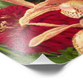 Orchideen und Rote Chrysanthemen Fotodruck (Ecke)