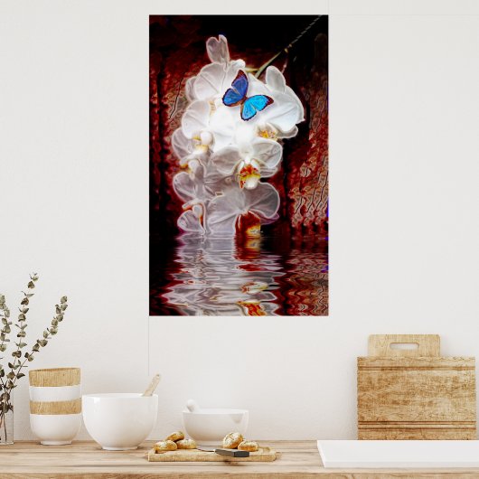 Orchideen und Schmetterlingsdrucke Poster (Küche)