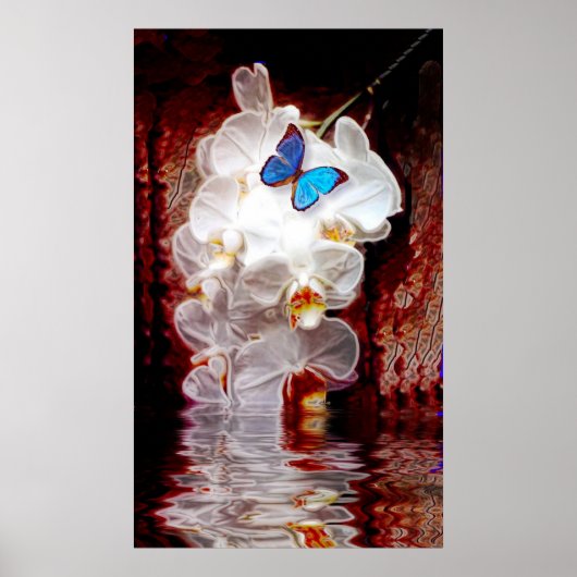 Orchideen und Schmetterlingsdrucke Poster (Vorne)