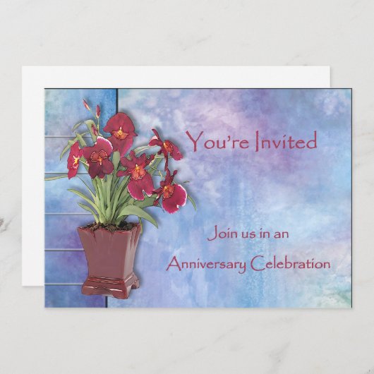 Orchideen und Wasserfarben Einladung (Vorne/Hinten)