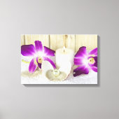 Orchideen und Wellness-Center-Kerze mit Muscheln Leinwanddruck (Vorderseite)