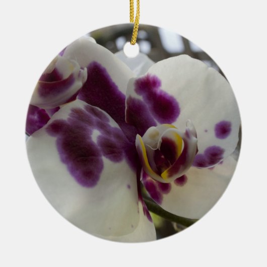 Orchideen-Weihnachtsverzierung Keramikornament (Vorne)