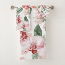 Orchideen-Wiesen-Aquarell-Blumen-Schamhaftes-Botan