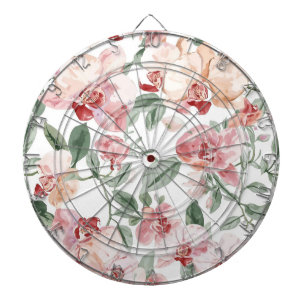 Orchideen-Wiesen-Aquarell-Blumen-Schamhaftes-Botan Dartscheibe