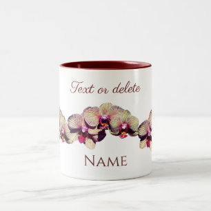 Orchideenblumen Ihr Name Monogramm Personalisiert  Zweifarbige Tasse