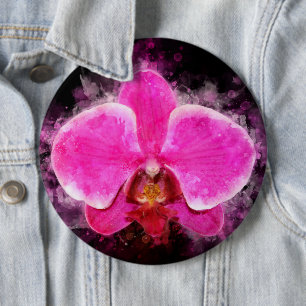Orchideenblüten-Aquarell - rosa bb 02 Button