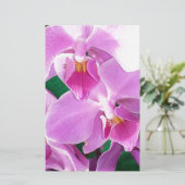 Orchideenblüten in rosa briefpapier (Stehend Vorderseite)
