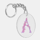 Orchideenfarbe Eine Monogramm Anushka-Name Schlüsselanhänger (Vorderseite links)