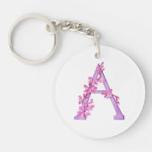 Orchideenfarbe Eine Monogramm Anushka-Name Schlüsselanhänger (Vorderseite)