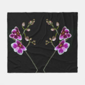 Orchideenfarbe in rosa Farbe in schwarz Fleecedecke (Vorderseite (Horizontal))