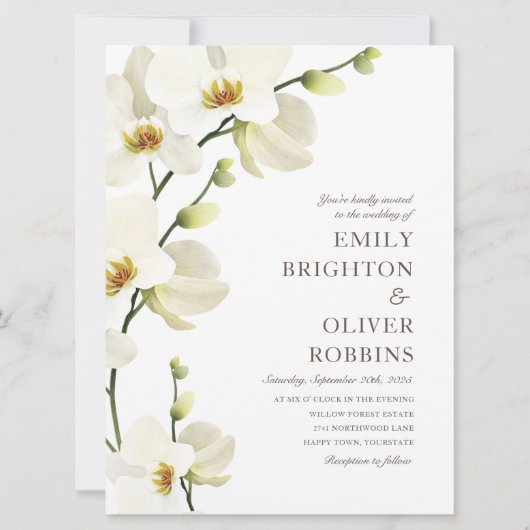 Orchideenflorale Hochzeitsfeiern Einladung (Vorderseite)