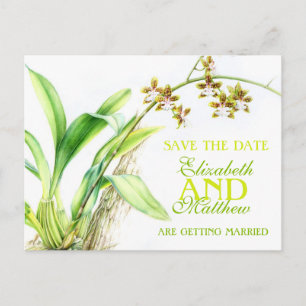 Orchideengrün bemalte Blume Save the Date Karte