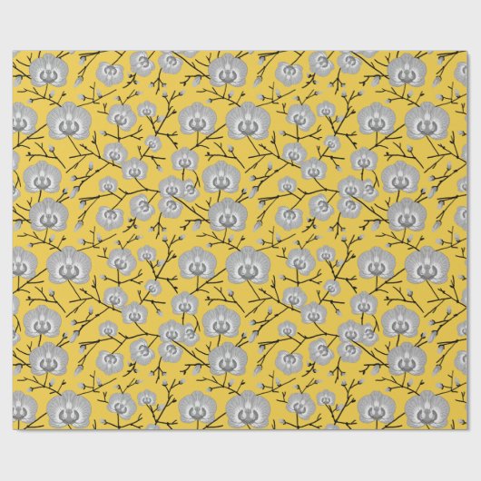 Orchideenmuster Geschenkpapier (Flach)