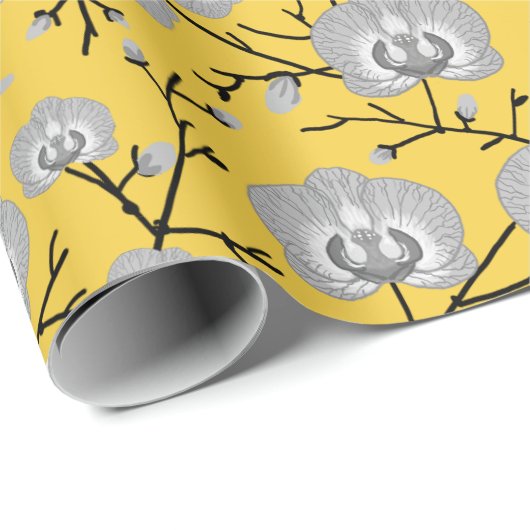 Orchideenmuster Geschenkpapier (Rolleneckpunkt)