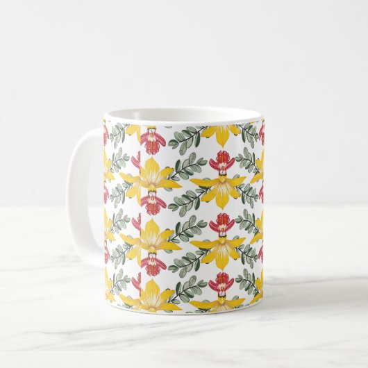 Orchideenmuster Kaffeetasse (Vorderseite Links)