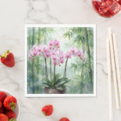 Orchideenpflanze in Rosa auf Bambushintergrund Serviette (Beispiel)