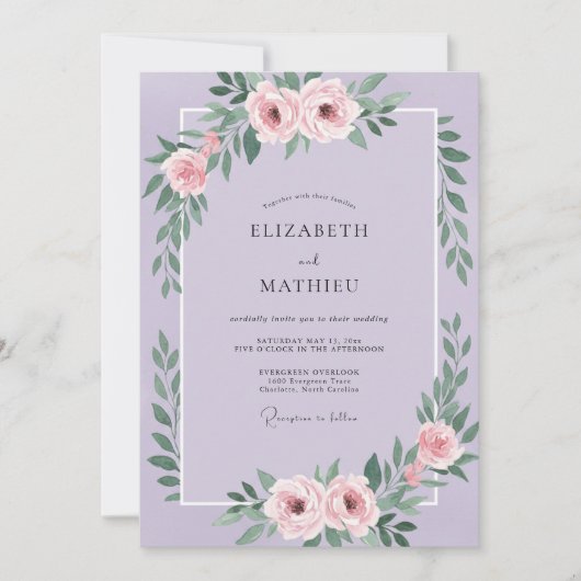 Orchideenrosa Blütenhochzeit Einladung (Vorderseite)