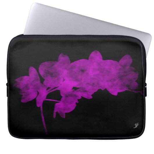 Orchideenschatten auf dunklem Hintergrund Laptopschutzhülle (Vorderseite)