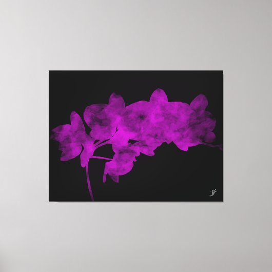 Orchideenschatten auf dunklem Hintergrund Leinwanddruck (Vorderseite)
