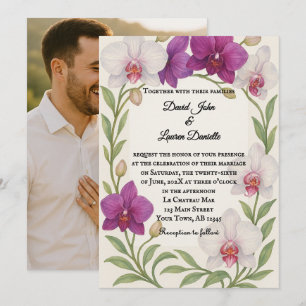 Orchideenumarmung Foto-Hochzeitseinladung Einladung