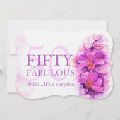 Orchideenwasserfarbe lila fünfzig und fabelhaft einladung (Vorderseite)