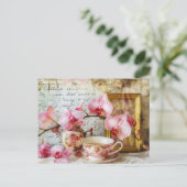 Orchids alongside a teacup and picture frame postkarte (Stehend Vorderseite)