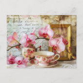 Orchids alongside a teacup and picture frame postkarte (Vorderseite)