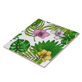 Orchids and palm leaves, pink, yellow, green and w fliese (Seite)