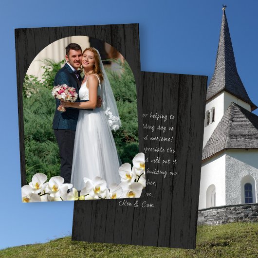 Orchids Black Wood Wedding Thank You Cards Einladung