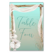 Orchids & Boho Arch auf der Hochzeit am Strand Tischnummer (Rückseite)