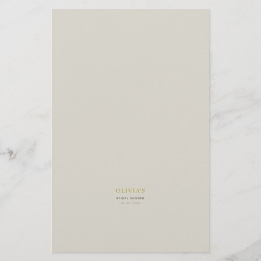 Orchids Brautparty Game Bridge Groom Trivia Ecru Flyer (Hinten)