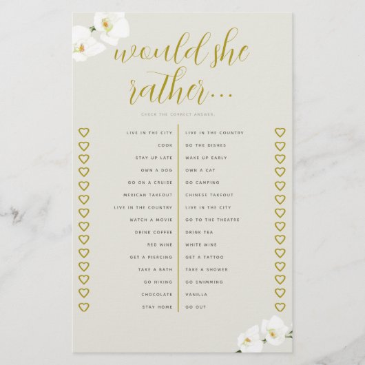 Orchids Brautparty Game würde sie eher Elfenbein Flyer (Vorne)