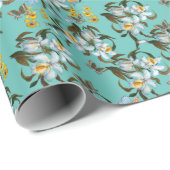 Orchids Butterfliegen Aquamariner botanischer Jede Geschenkpapier (Rolleneckpunkt)