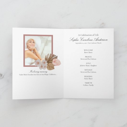 Orchids Celebration of Life Program Programm (Innenseite)