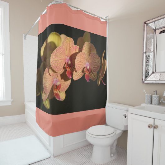 Orchids Coral Pink Fotografy Floral Duschvorhang (Beispiel)